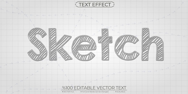 Vector schets bewerkbaar en schaalbaar vectorteksteffect