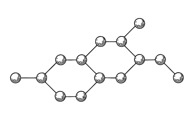 Schets chemische binding pictogram op witte achtergrond. vector illustratie