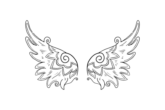 Schets engelenvleugels Engel veer vleugel Vector illustratie