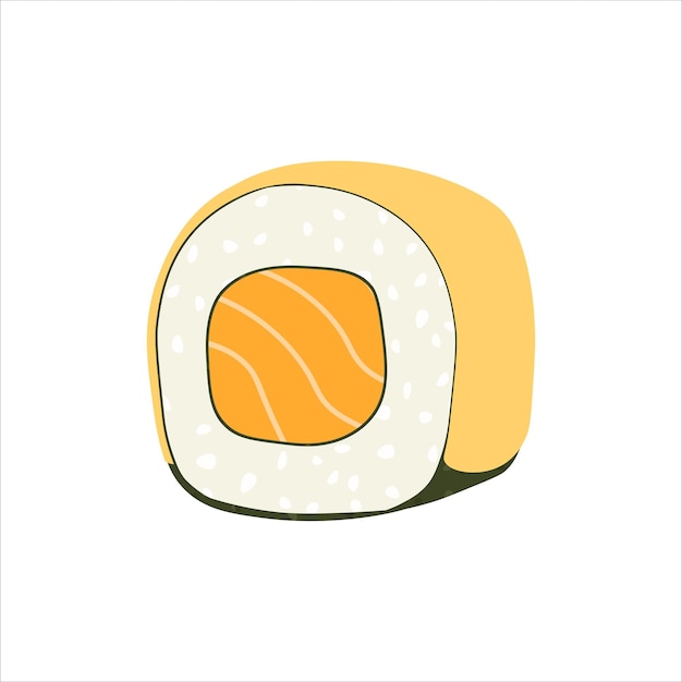 Vector schets getrokken vectorillustratie van sushi maki geïsoleerd op witte achtergrond