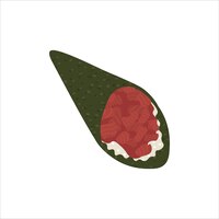 Vector schets getrokken vectorillustratie van temaki sushi geïsoleerd op een witte achtergrond