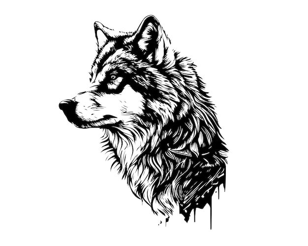 Schets Hand getrokken enkele lijn kunst wolf gebruik voor logo poster en achtergrond