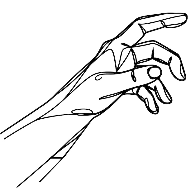 schets hand reiken naar voren close-up hand man gegrepen onheilspellend strekken zwarte omtrek vector illu