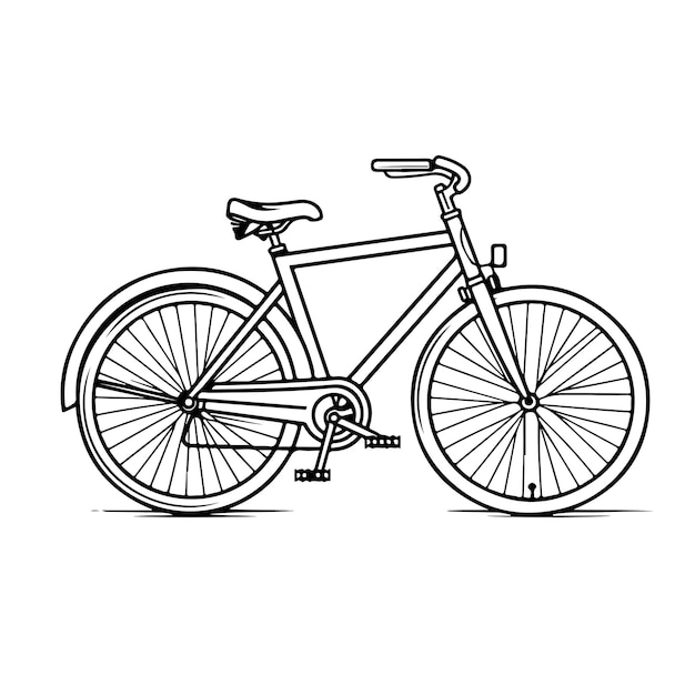 Schets Handgetekende enkele lijntekeningen kleurplaat pagina fietsdag