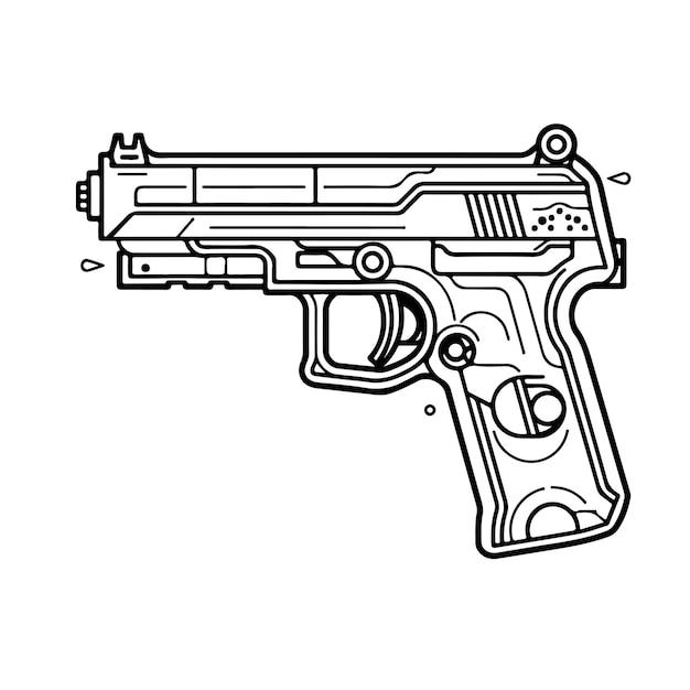 Schets Handgetekende enkele lijntekeningen kleurplaat pagina gun day