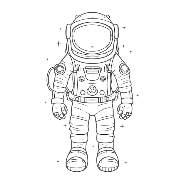 Schets Handgetekende enkellijns kleurplaat astronaut