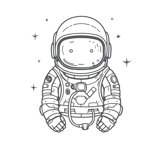 Schets Handgetekende enkellijns kleurplaat pagina astronautendag