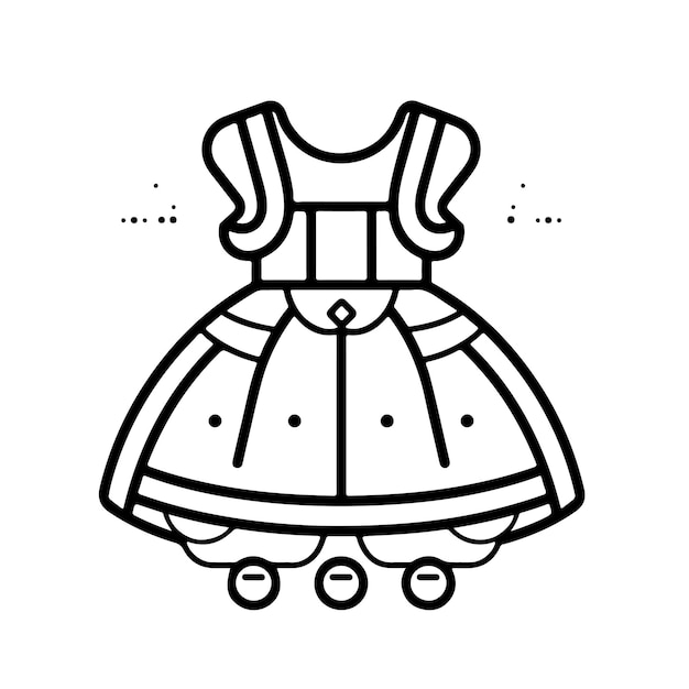 Schets Handgetekende single line art kleurplaat jurk dag