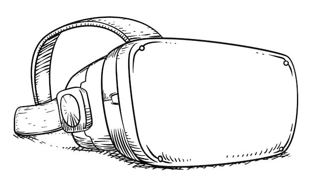 Schets in de hand getekende stijl van een virtual reality-headset