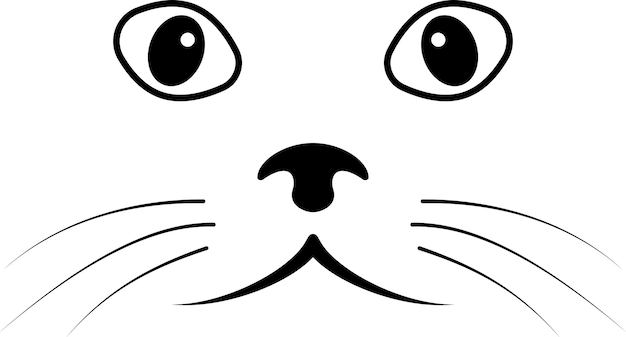 Schets kattengezicht eenvoudig kattengezicht snor neus en ogen