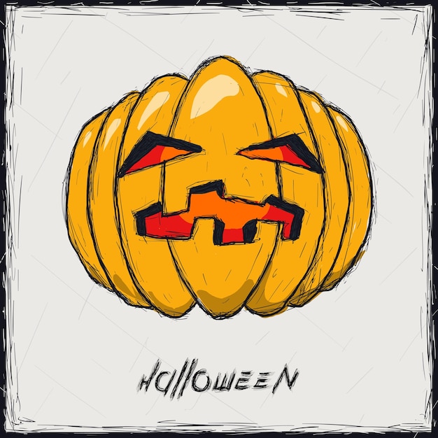 Schets kleur illustratie Teken Halloween pompoen