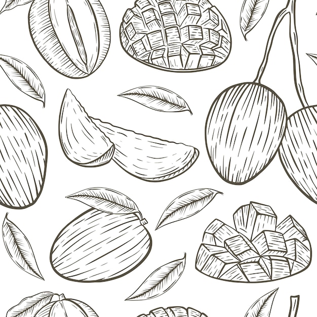 Schets mango naadloze patroon vectorillustratie
