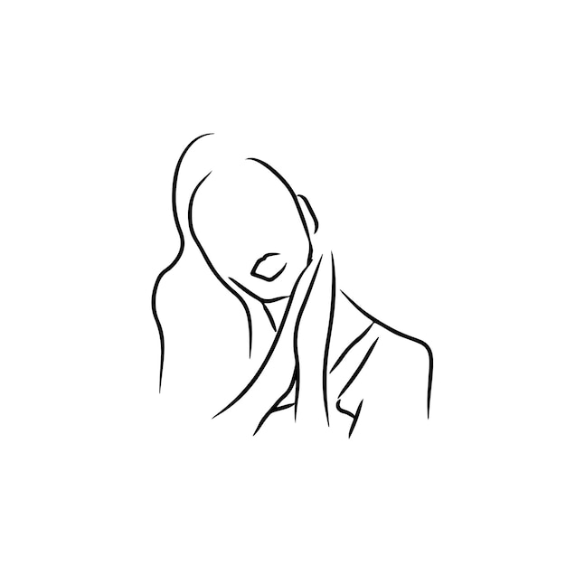 Schets, met de hand getekend, enkellijns kunst Vrouwendag gebruik voor logo poster en achtergrond