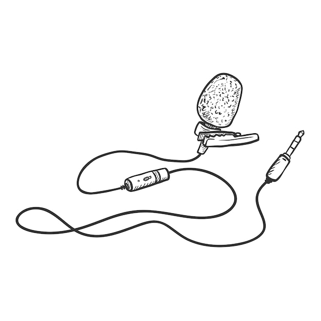 Schets microfoon lavalier vectorillustratie