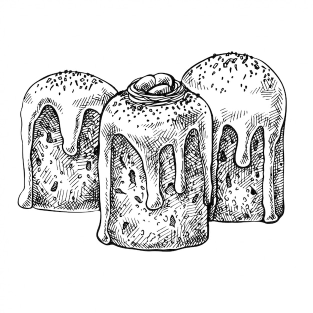 Vector schets pasen cake. hand getekend pasen brood, kulich. illustratie