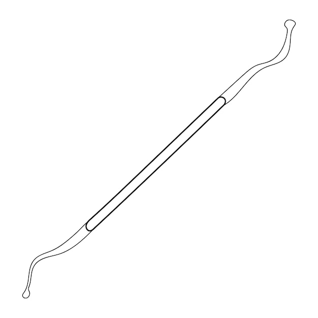 Vector schets schets silhouet van een chirurgische lepel curette tandheelkundige medische instrumenten doodle lijntekening