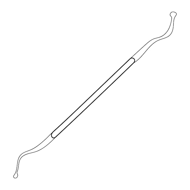 Schets schets silhouet van een chirurgische lepel curette Tandheelkundige medische instrumenten Doodle lijntekening