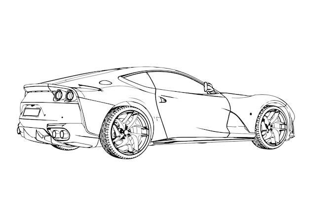 Schets sportwagen snelle vector