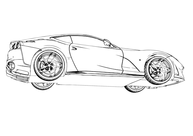 Schets sportwagen snelle vector