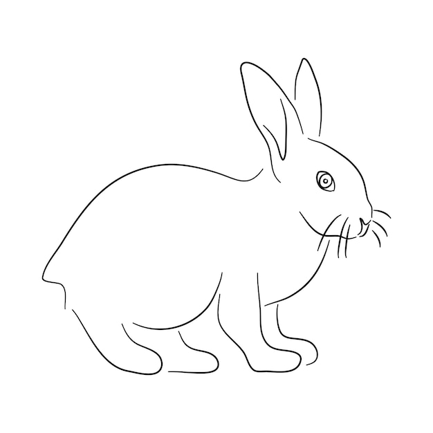 Schets tekening van een konijn geïsoleerd op een witte achtergrond Vector illustratie