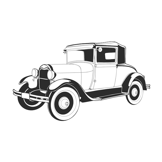 Schets van een illustratie van een vintage auto 59