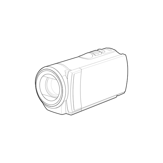 Schets van een videocamera op een witte backgroundra videocamera schets vectorillustratie voor het trainen van tamplate