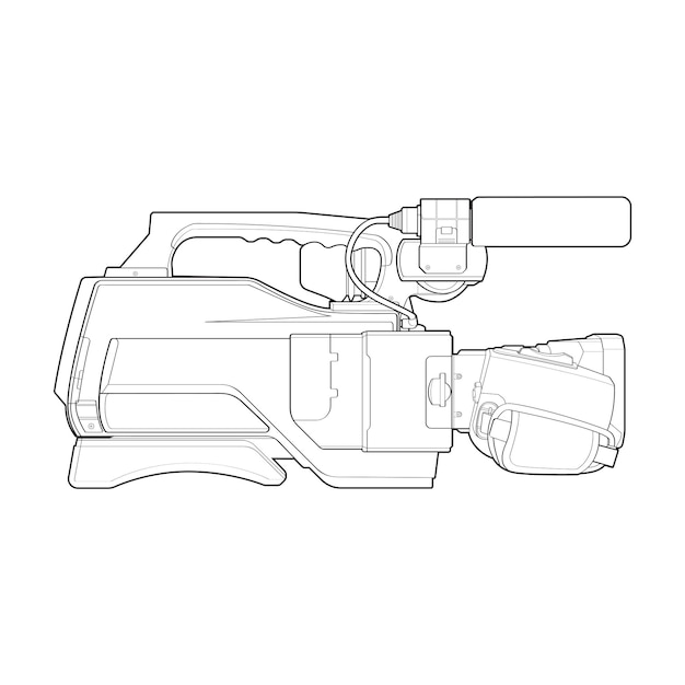 Schets van een videocamera op een witte backgroundra videocamera schets vectorillustratie voor het trainen van tamplate