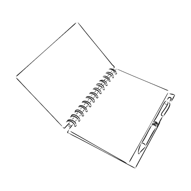 Schets van notebook vectorillustratie met hand getrokken blad van notebook