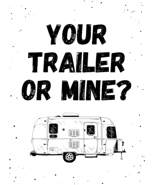 Schets van trailer met grappige typografie