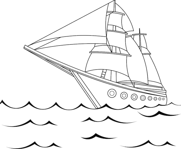 Vector schets van zeilschip