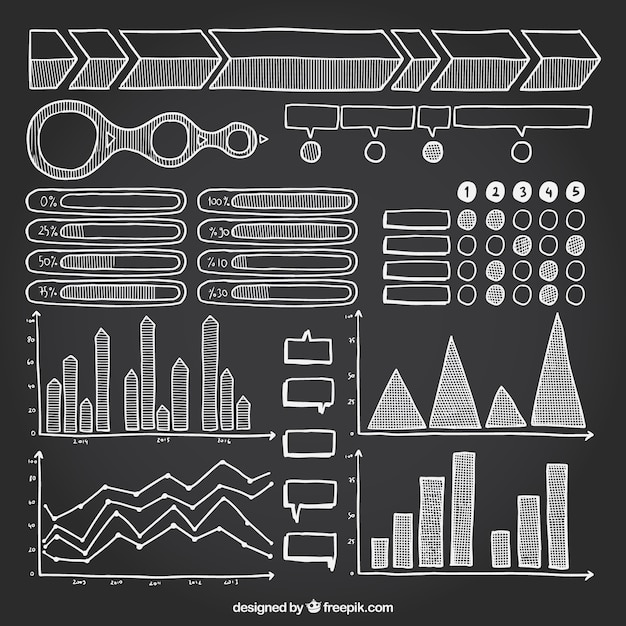 Schetsen verscheidenheid van infographic elementen