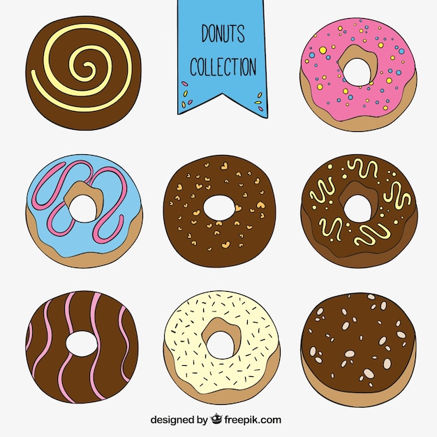 Schetsmatig donuts collectie