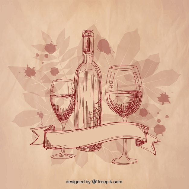 Vector schetsmatig wijn en wijnglazen
