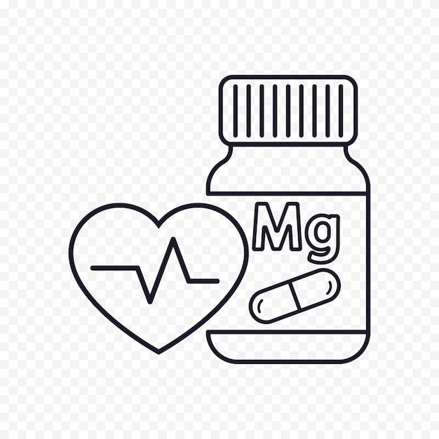 Schetsontwerp van het magnesiumvectorsymbool Voorkoming van hart- en vaatziekten