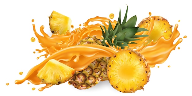 Scheutje vruchtensap en verse ananas.