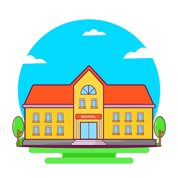 Schhol building vector icon illustration