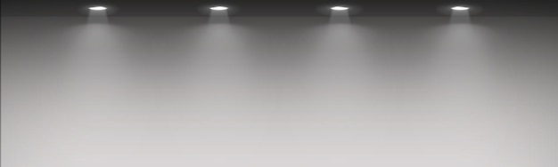 Vector schijnwerperverlichting op muurachtergrond studiolicht kunstmatige podiumlay-out vector horizontaal model