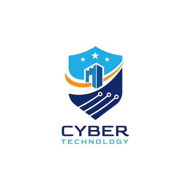 Schild cyber logo en sleutelgat fort met technologie concept