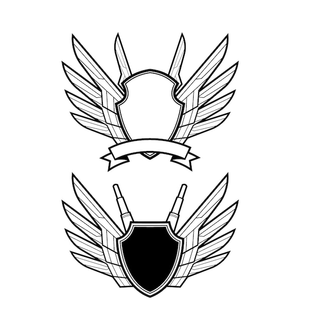 Vector schild en wing-badge