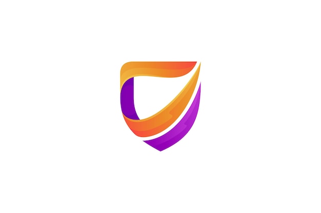 Schild logo ontwerpsjabloon in oranje en paars kleurverloop