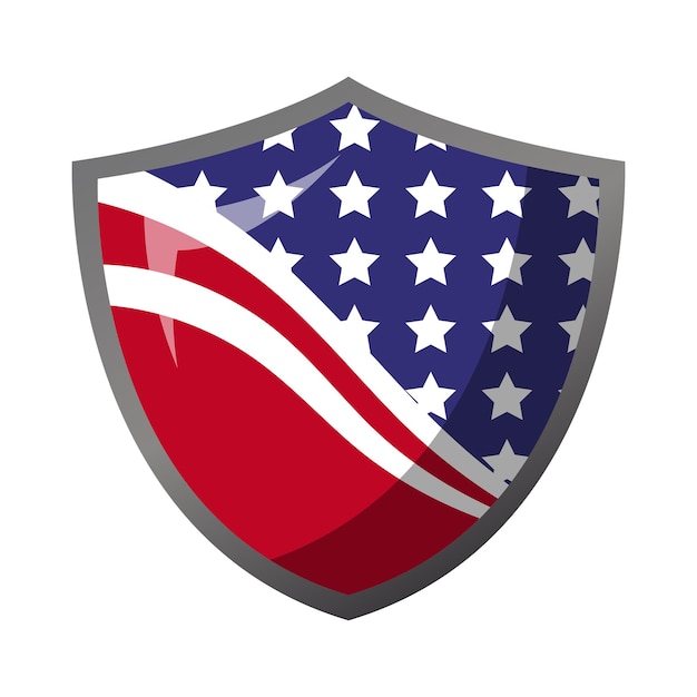 Schild met Amerikaanse vlag Badge, Independence Day Concept Flat ontworpen vectorillustratie