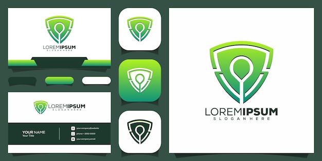 Vector schild met pin-logo-ontwerp