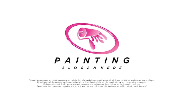 Schilderij logo ontwerp renovatie pictogram schilderij huisdiensten pictogram volledige kleur en uniek Premium Vector