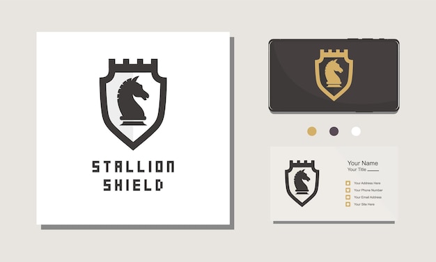 Schildhengst gouden koninklijke logo-ontwerpinspiratie