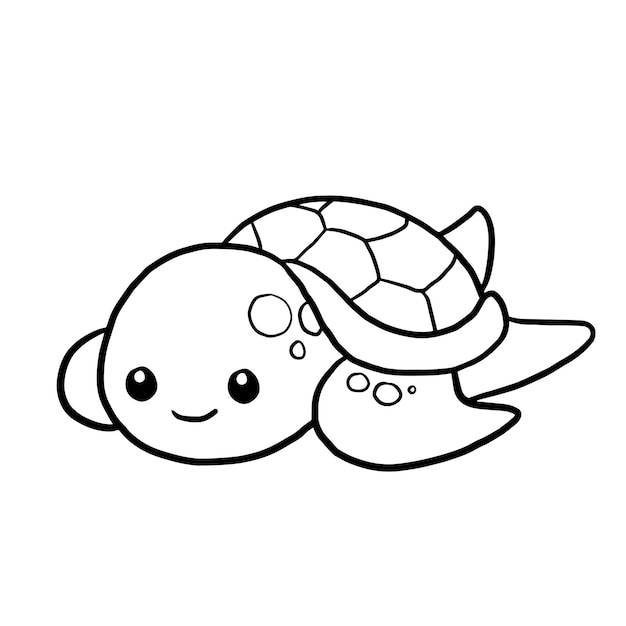 schildpad cartoon dier schattig kawaii doodle kleurplaat tekening