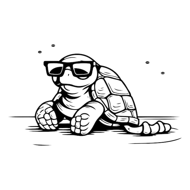 Schildpad in een zonnebril Vectorillustratie van een schildpad met een zonnbril