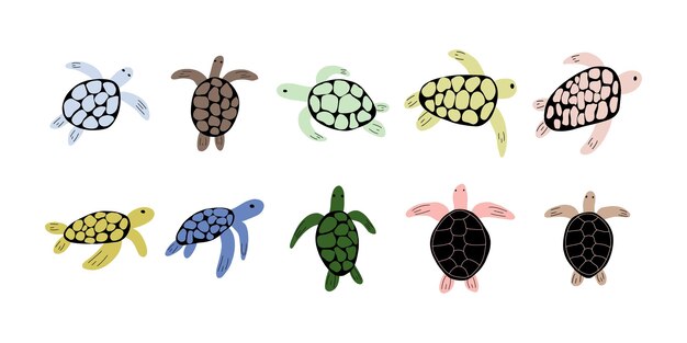 Vector schildpad karakter zeedier op diepe achtergrond wildlife illustratie ondergoedwereld