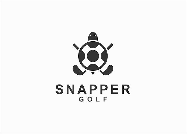 schildpad logo met golfclub silhouet vectorillustratie