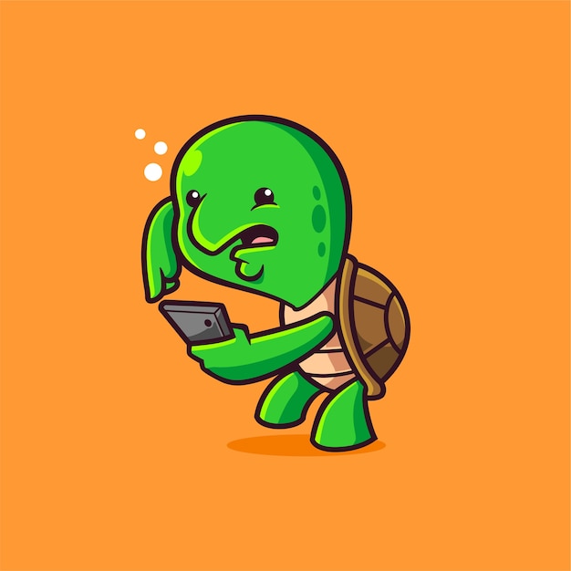 schildpad met smartphone