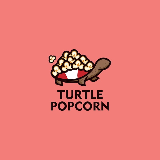 Schildpad Pop Corn Mascot Logo Ontwerp